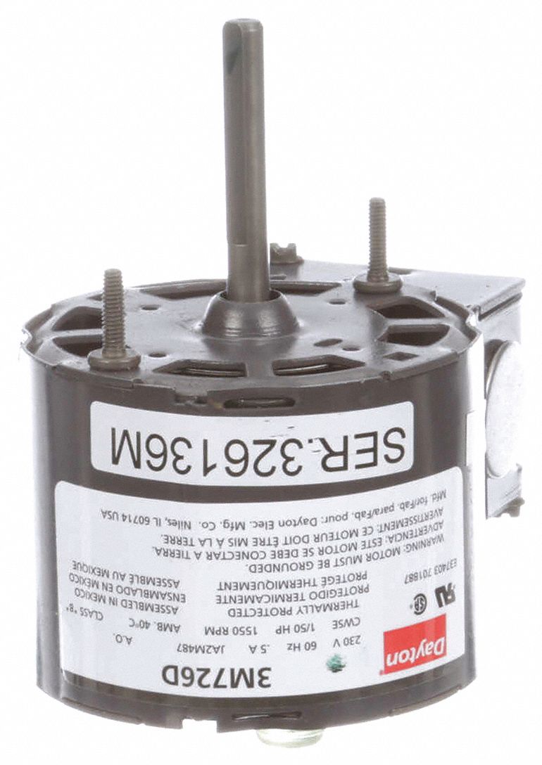 DAYTON HVAC Motor Open AirOver, 1/50 HP, 1,550 Nameplate RPM, 1 Speed