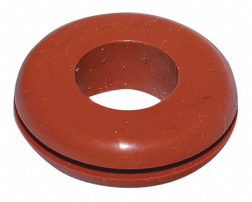 GRAINGER APPROVED Rubber Grommet 13/16 in Outside Dia. (B), 5/16 in Inside Dia. (A), 9, Red