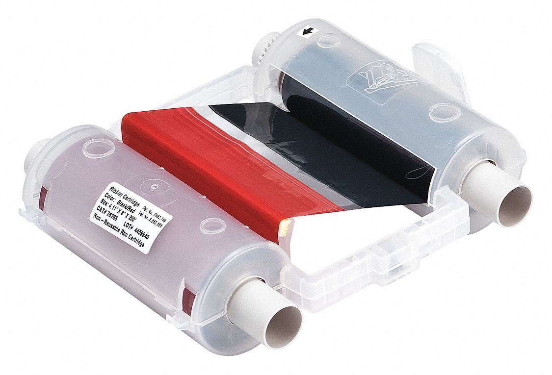 4 3/32 in x 200 ft, Black/Red, Label Printer Ribbon Cartridge 3MU54