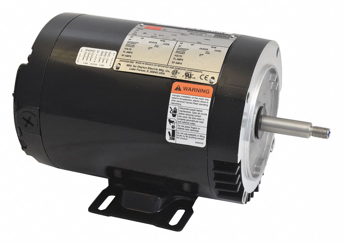 DAYTON Jet Pump Motor, 3/4 HP, 3Phase, 6.5 in, Nameplate RPM 3,530/