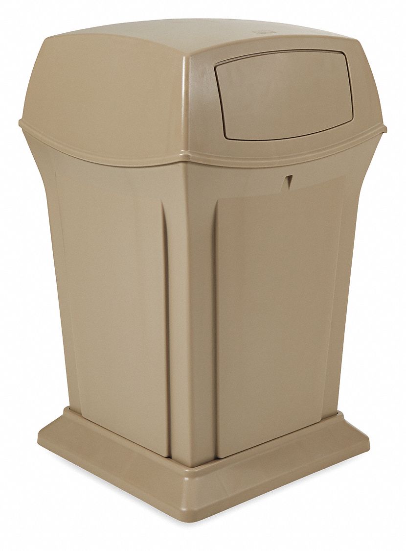 RUBBERMAID COMMERCIAL PRODUCTS 45 gal., Square, Trash Can, Plastic