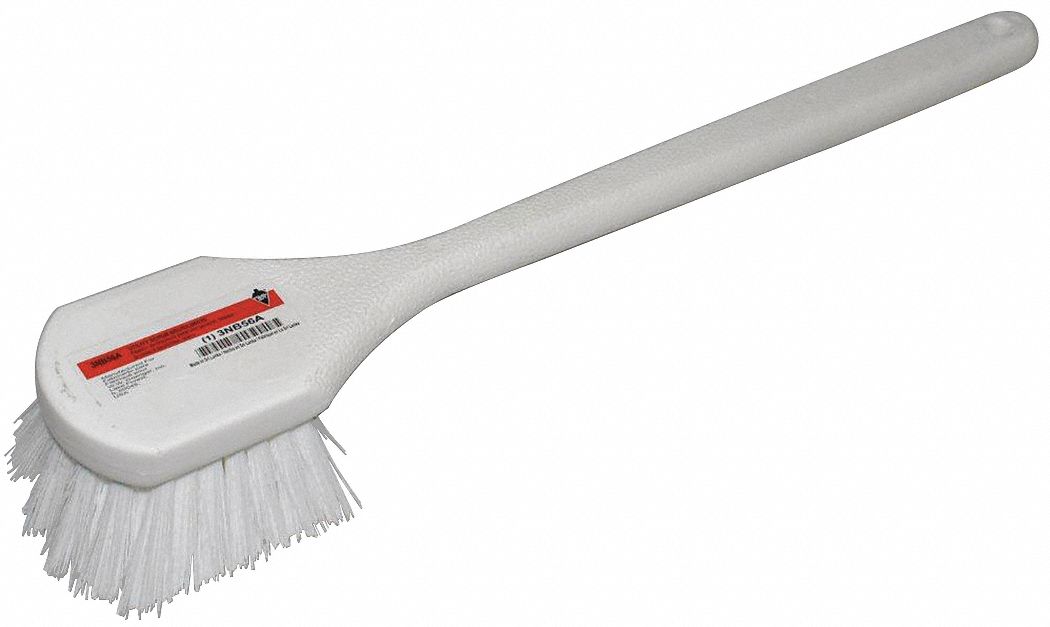 TOUGH GUY 20 inL Polyester Long Handle Scrub Brush, White 3NB563NB56