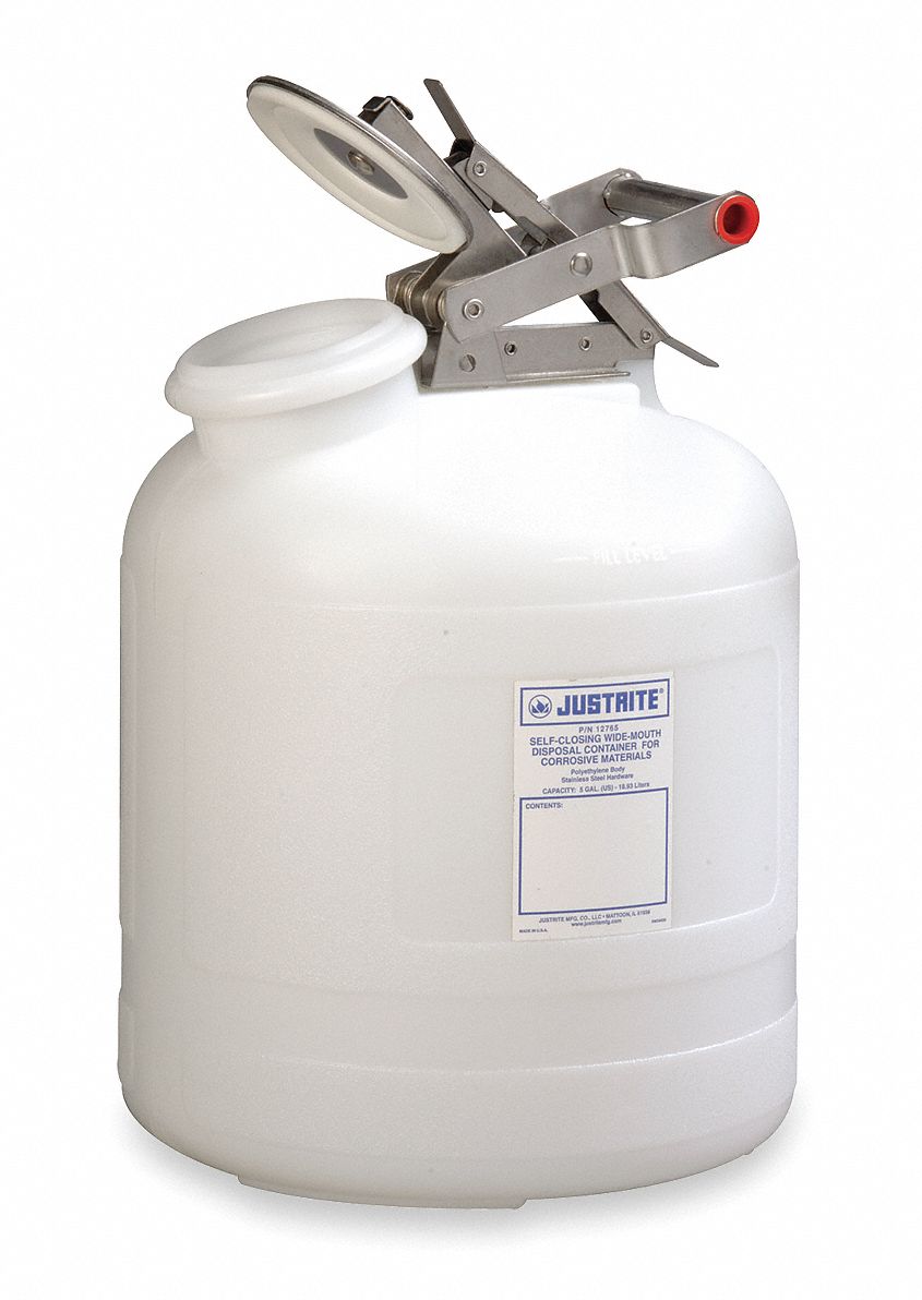 JUSTRITE Safety Disposal Can, 21/2 gal., Corrosives, Polyethylene