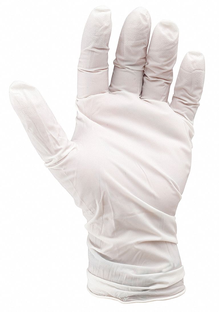 SHOWA 12" PowderFree Textured Nitrile Disposable Gloves, White, Size S