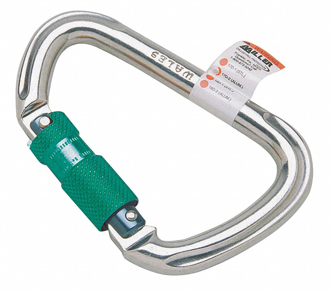 HONEYWELL MILLER Carabiner, OffsetD Carabiner Shape, Silver, 5,000 lb