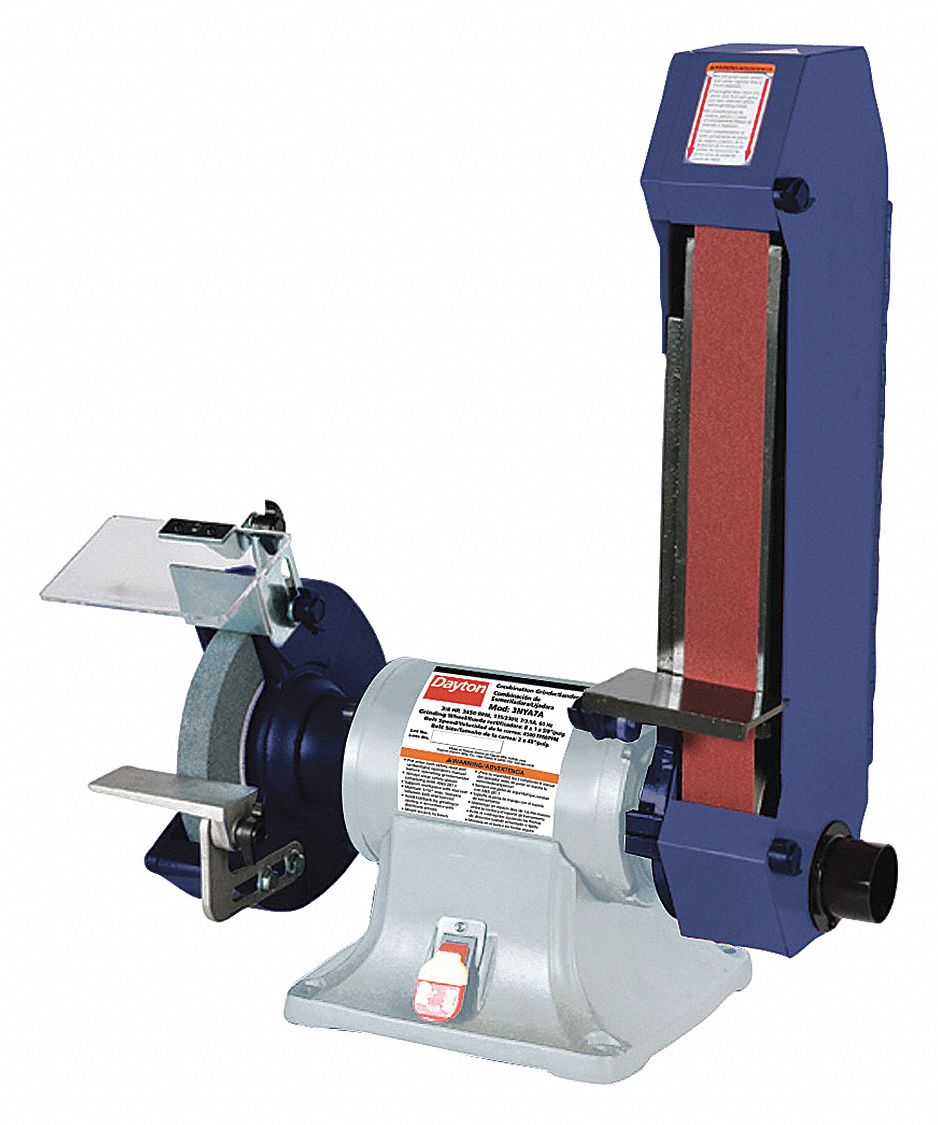 DAYTON Combination Belt and Bench Grinder, 3450 Disc Speed (RPM), 8