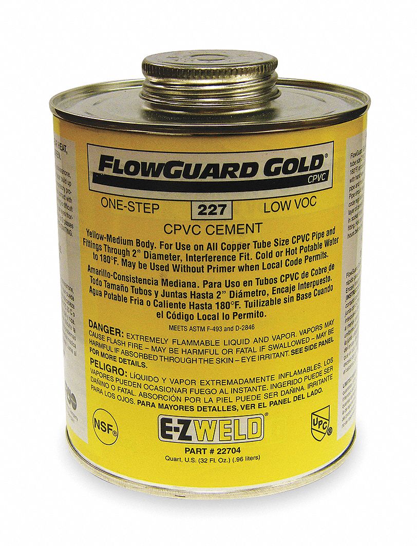 EZ WELD Yellow Solvent Cement, Size 32, For Use With CPVC Pipe and Fittings Up To 2" 3NZD8