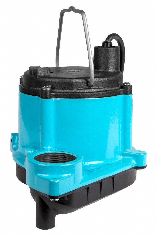 LITTLE GIANT Submersible Sump Pump, 1/3 HP, Cast Iron, 115V AC, No