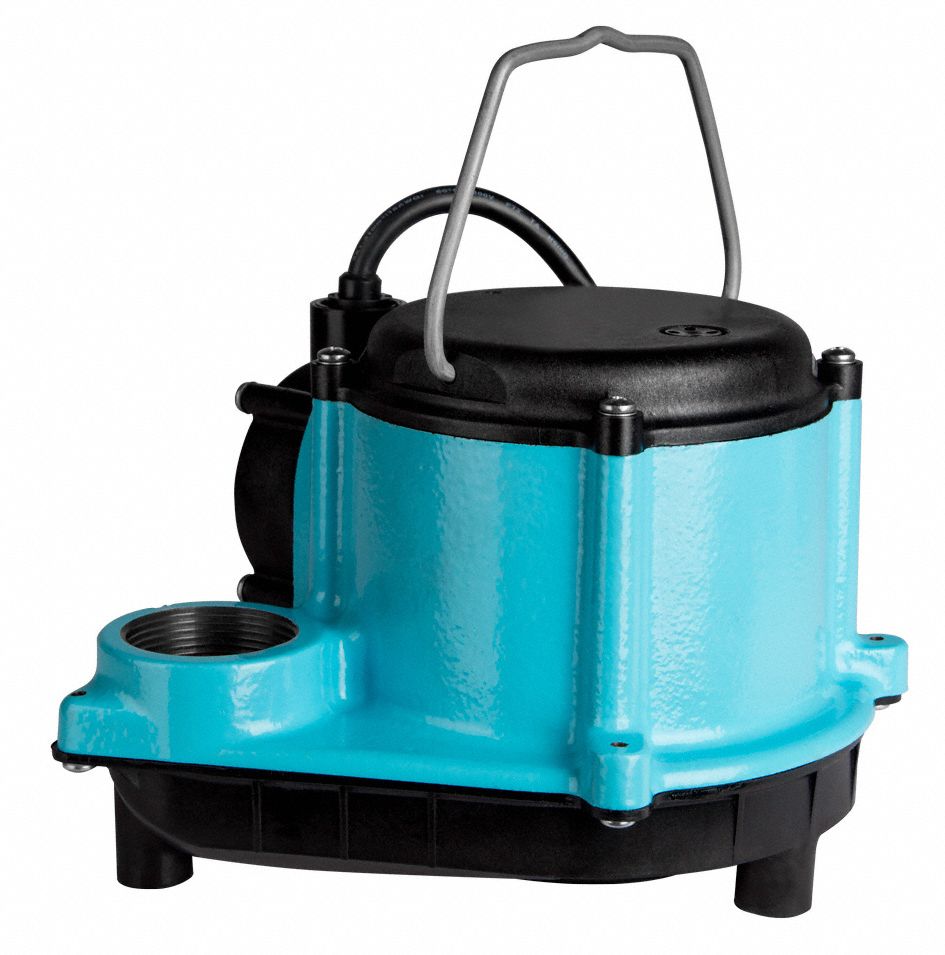 LITTLE GIANT Submersible Sump Pump, 4/10 HP, Cast Iron, 115V AC, No