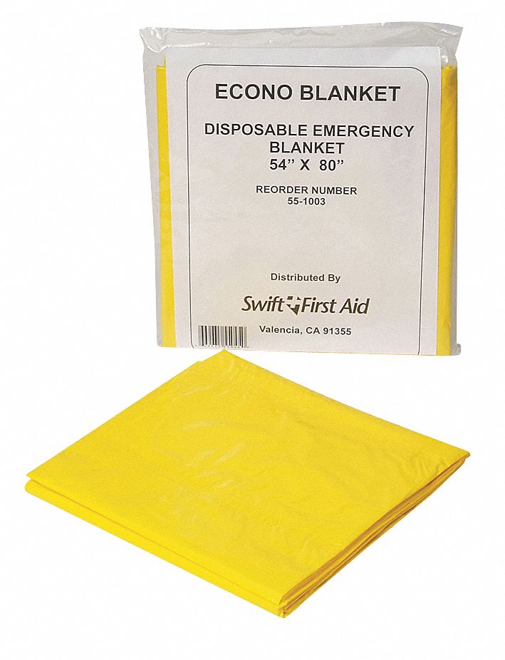 HONEYWELL Disposable Emergency Blanket, 80" Blanket Length, Yellow 3PAJ9551003 Grainger