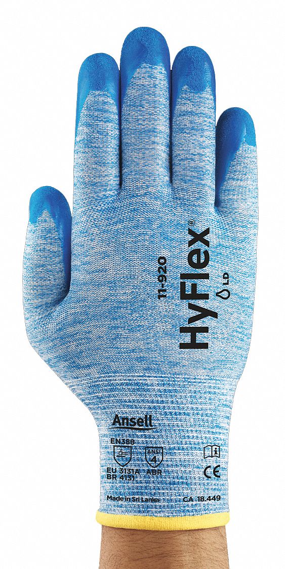 ANSELL Coated Gloves XS ( 6 ), Sandy, Nitrile, Palm, Dipped, ANSI