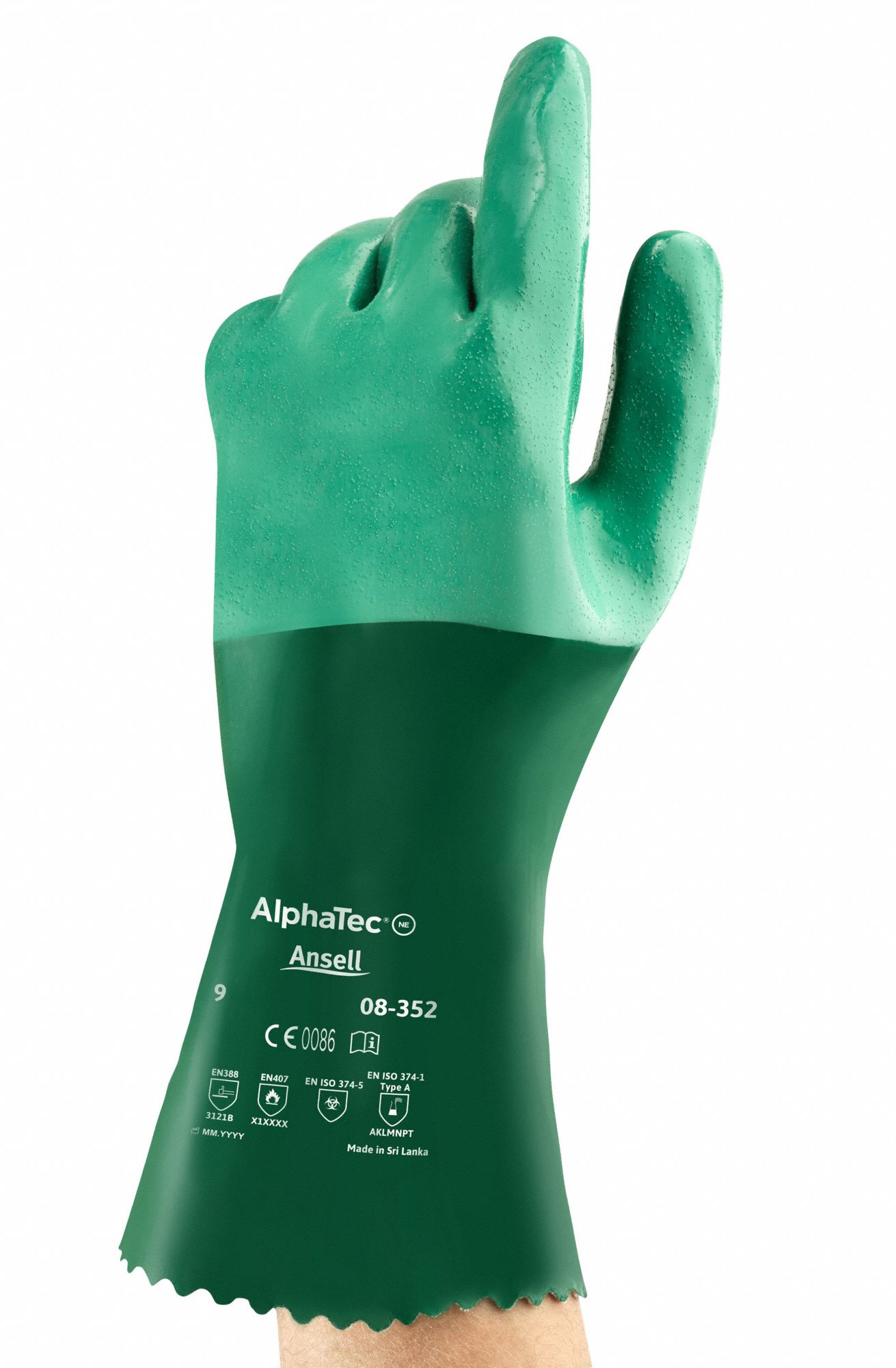 ANSELL Chemical Resistant Gloves, 8, Glove Materials Neoprene, 1 PR