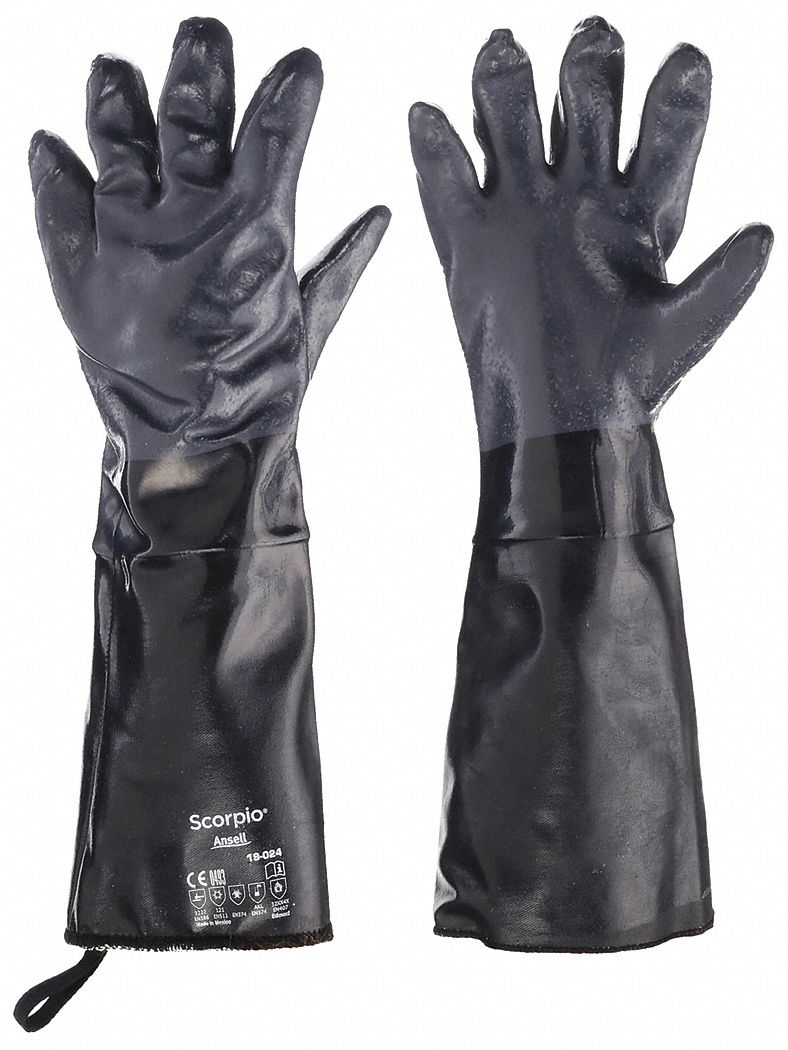 85 mil Glove Thick, 17 3/4 in Glove Lg, Chemical Resistant Gloves