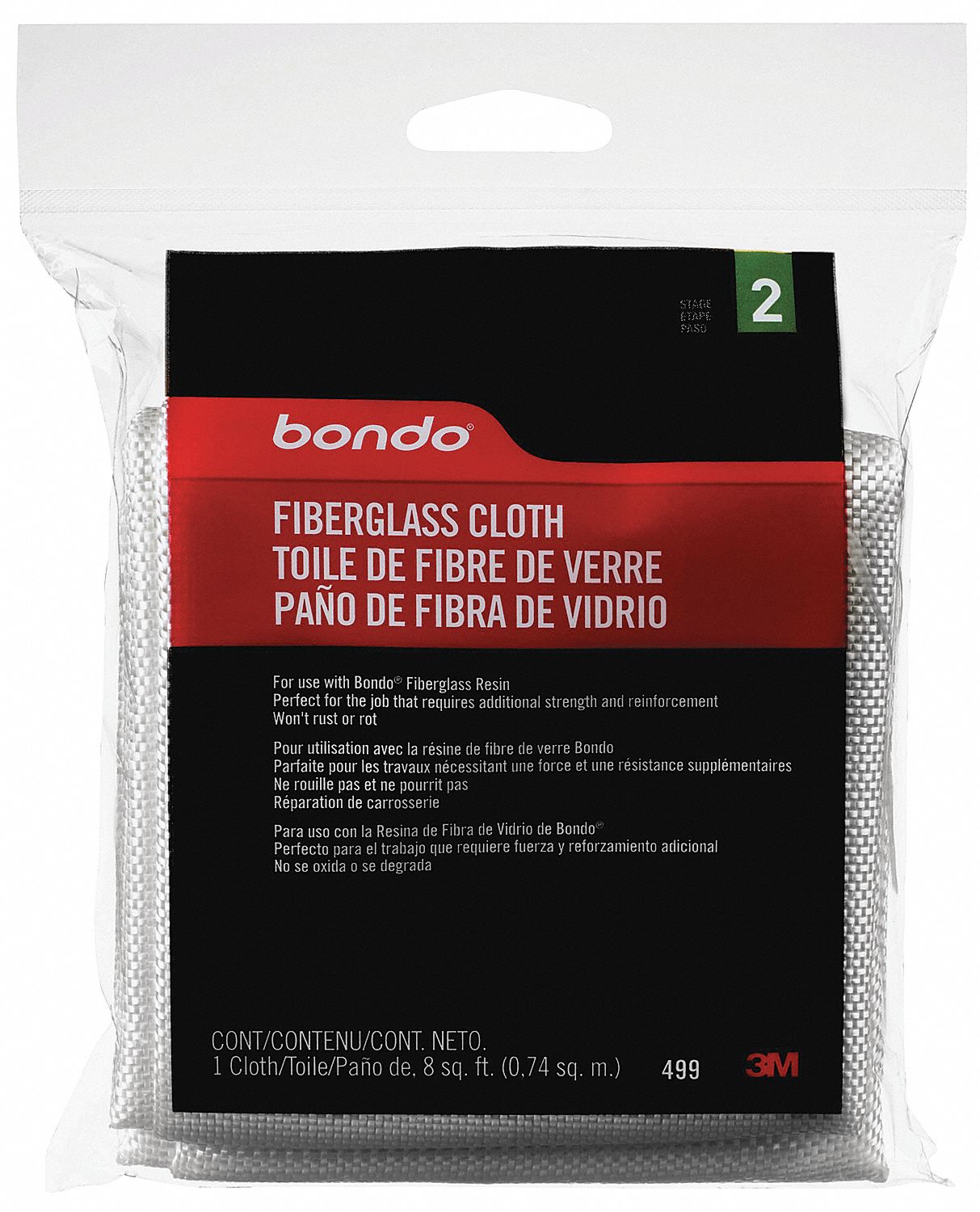 BONDO Fiberglass Cloth, Practical Square Ft 8 3RAR7499 Grainger