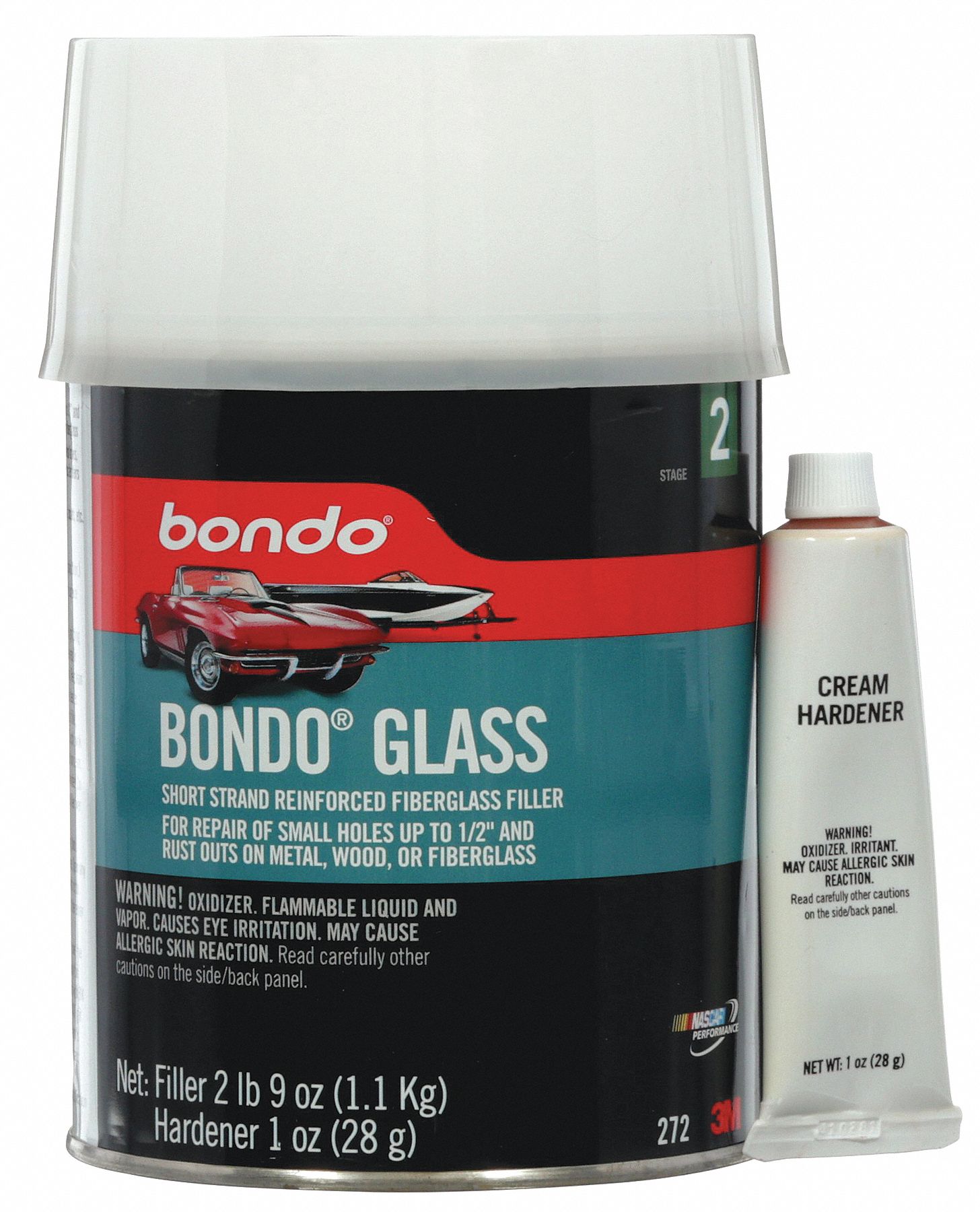 Bondo Fiberglass Reinforced, VOC 246.24, 1 Qt 1 qt. Green Includes Red