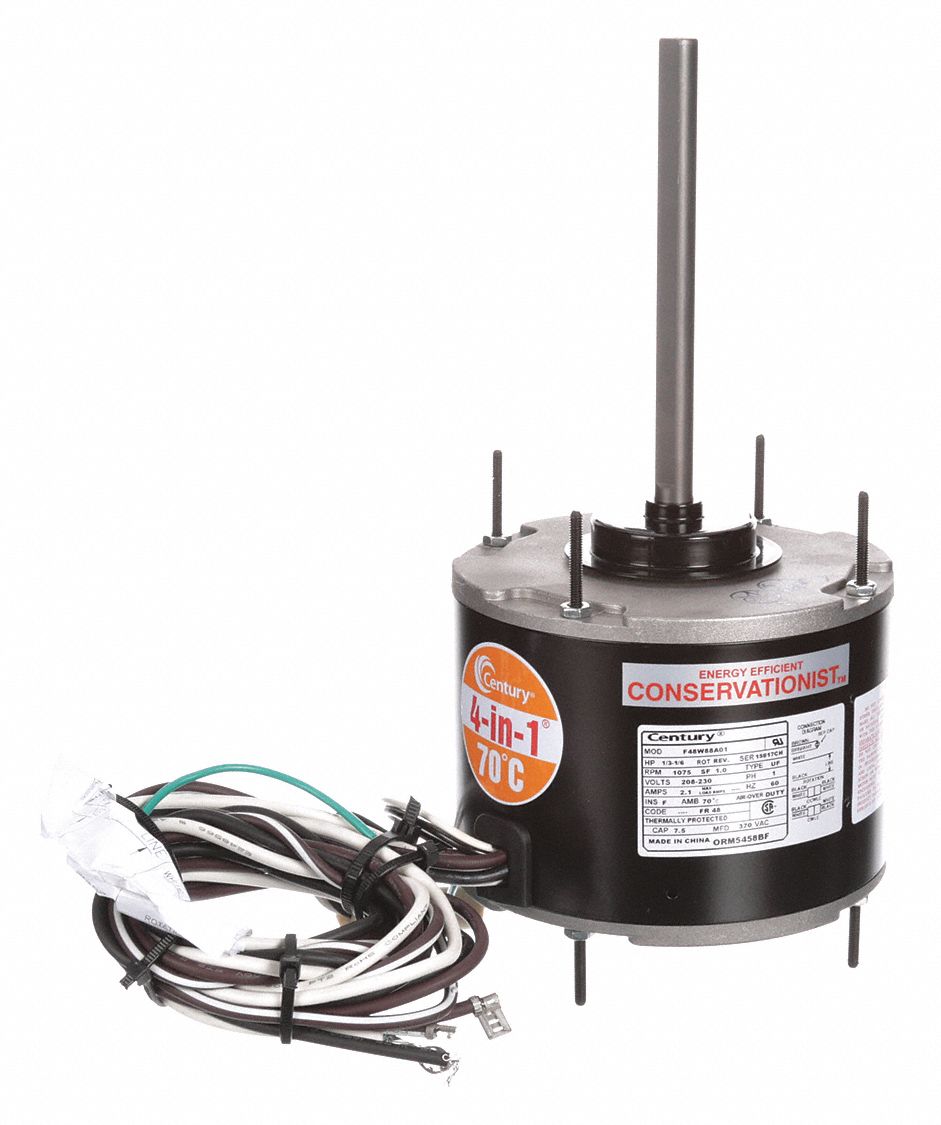 CENTURY Condenser Fan Motor, 1/3 to 1/6 HP, Permanent Split Capacitor