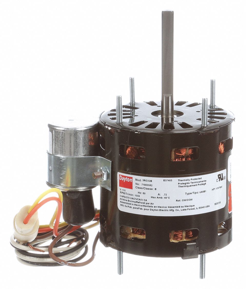 DAYTON HVAC Motor, 1/20 HP, Permanent Split Capacitor, Nameplate RPM