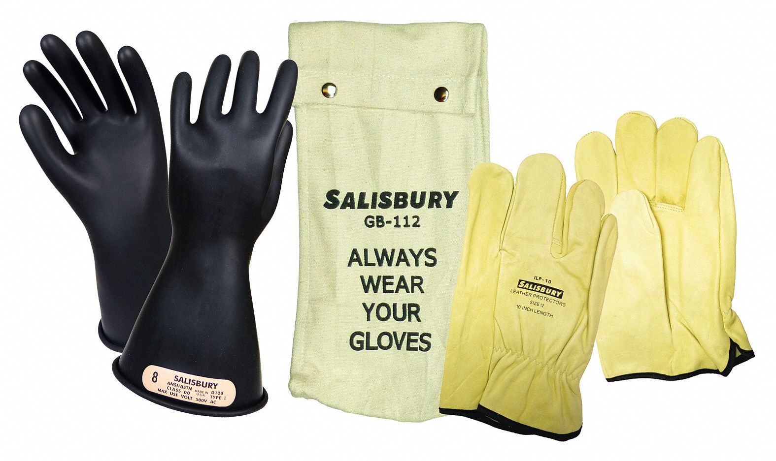 SALISBURY ELECTRICAL GLOVE KIT,500V AC/750V DC, 11 IN LENGTH, BLACK
