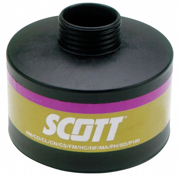 SCOTT SAFETY Scott Safety 045123 Scott Safety Gas Mask Canister Magenta/Olive Color, Threaded