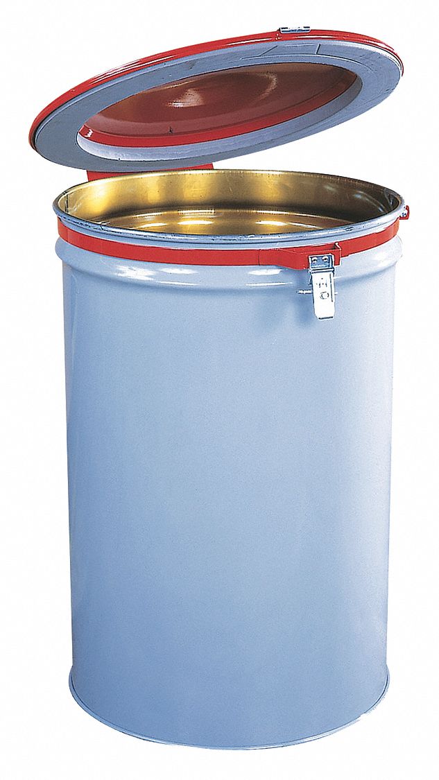 GRAINGER APPROVED Steel Drum Cover, Manual Closing Lid, Red, Number of