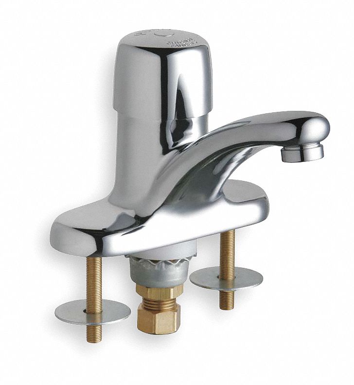 CHICAGO FAUCETS Low Lead Cast Brass Bathroom Faucet, Push Button Handle