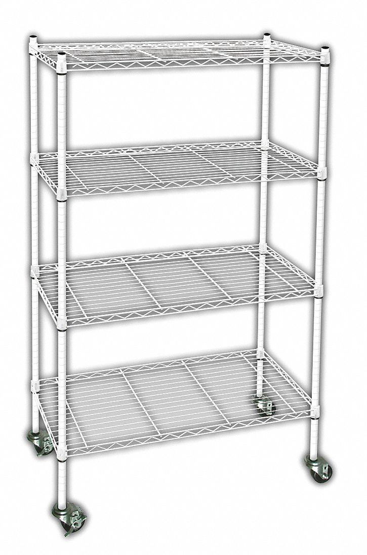 GRAINGER APPROVED Mobile Wire Shelving Unit, 60 inW x 24 inD x 68 inH