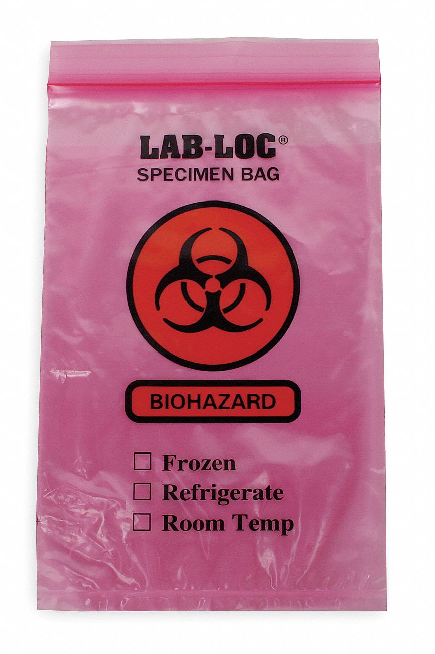 GRAINGER APPROVED Specimen Transfer Bag, 9 In. L, PK1000 3TZZ1