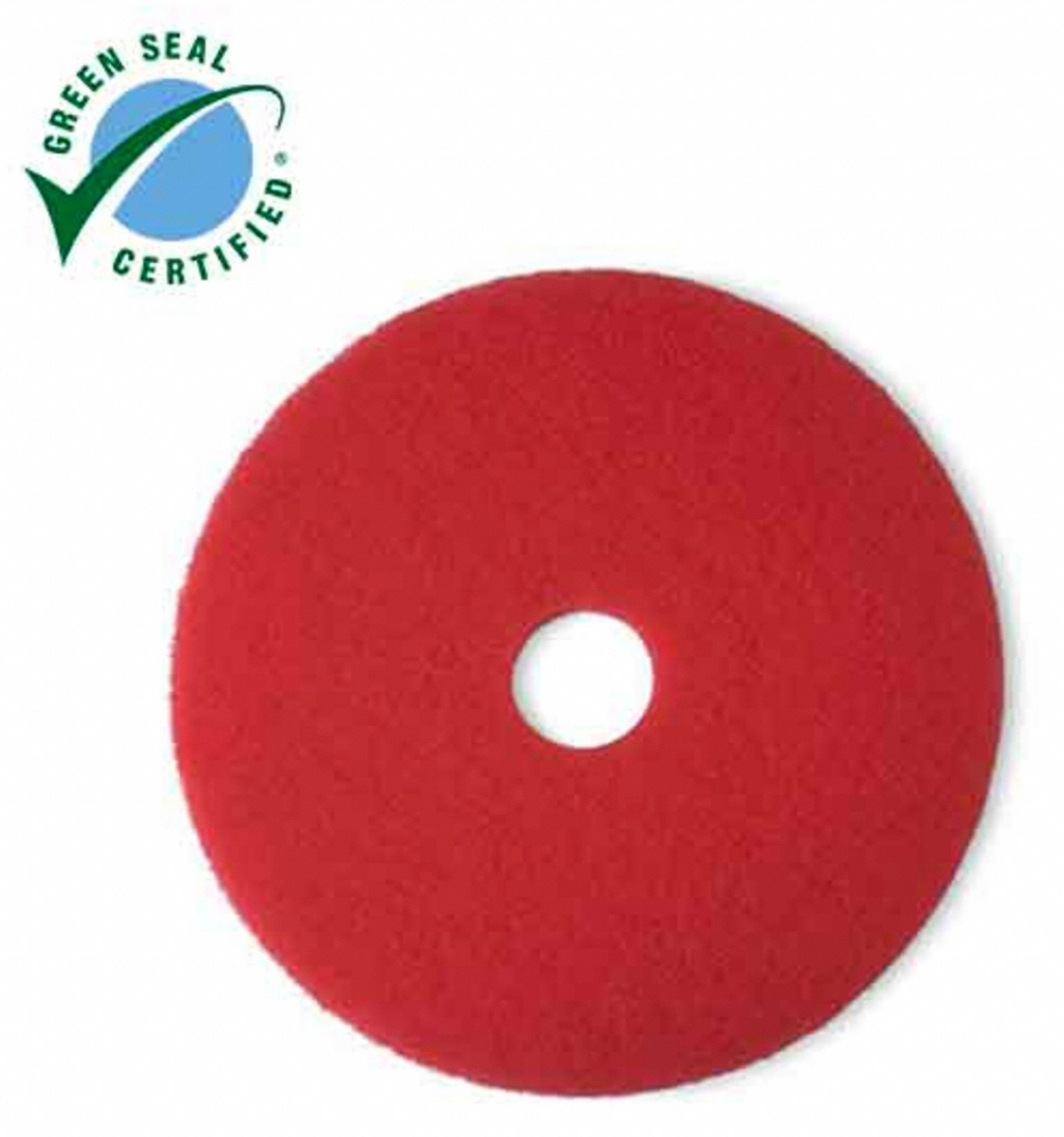 3M 15 in NonWoven Polyester Fiber Round Buffing and Cleaning Pad, 175 to 600 rpm, Red, 5 PK