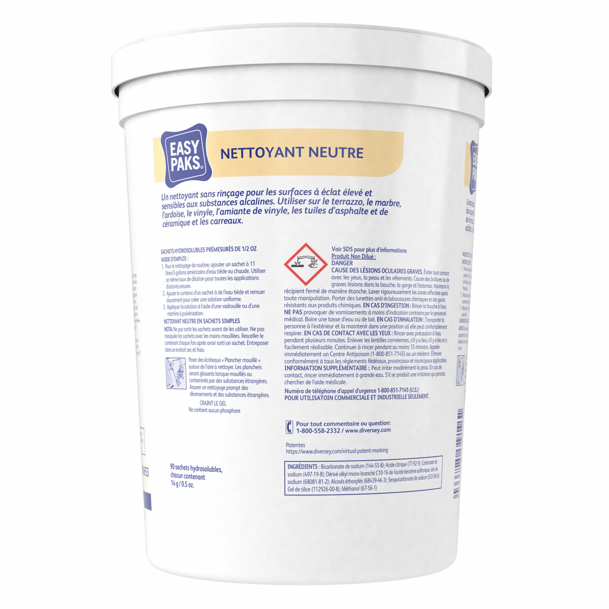 DIVERSEY Neutral Cleaner Bucket, 90 ct Container Size, Concentrated