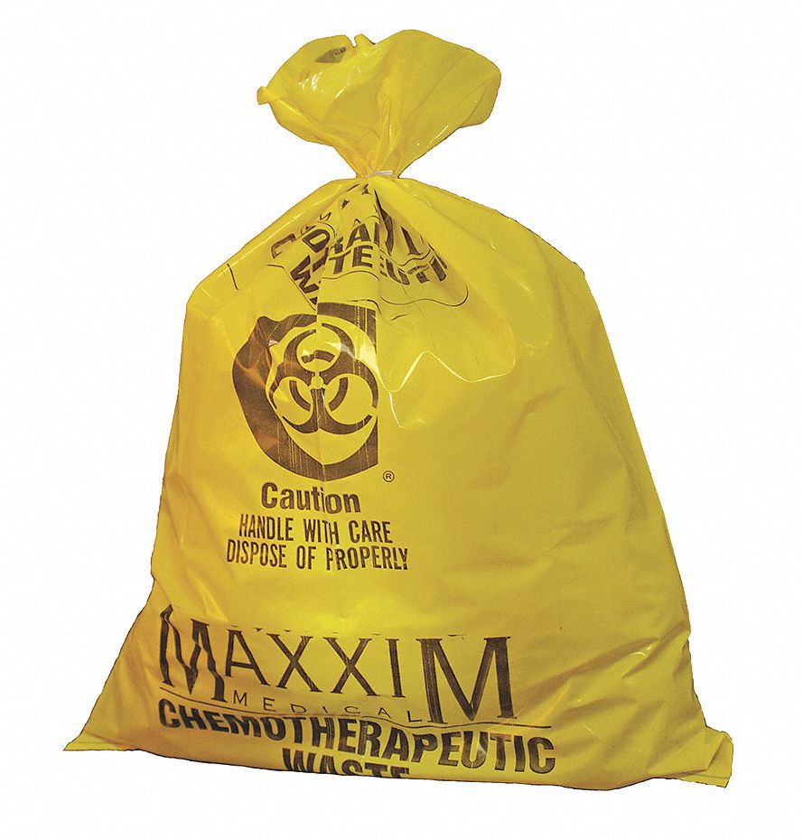 GRAINGER APPROVED Chemo Waste Bags, 14 gal, Polyethylene, Yellow