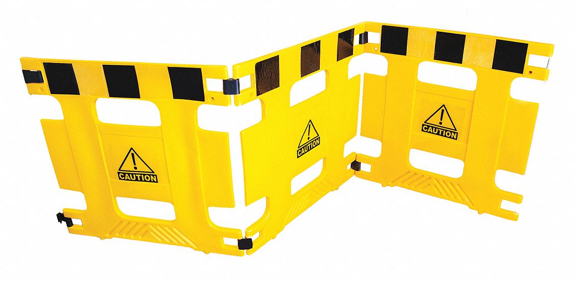 GRAINGER APPROVED Barricade, 3 Panel, 108 In Length, Yellow 3UTN9