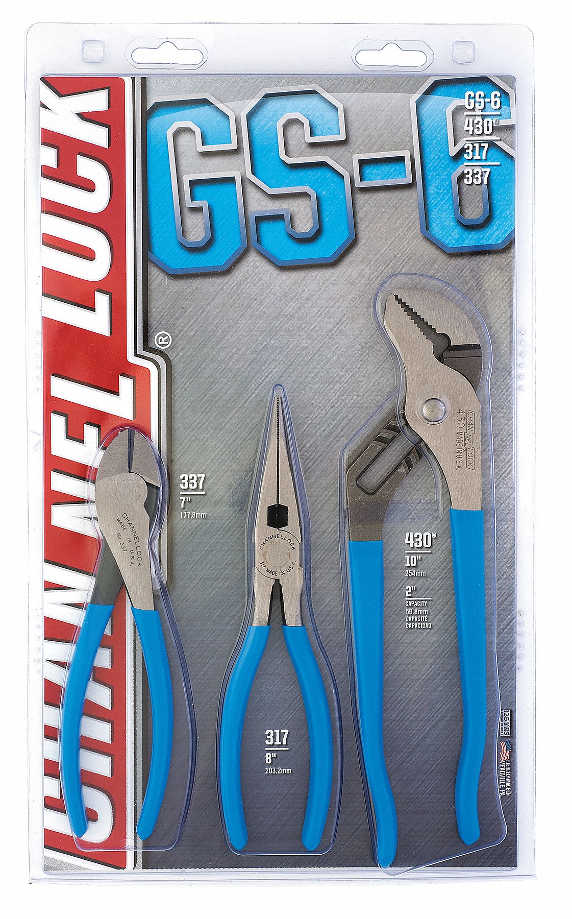 CHANNELLOCK Steel Plier Sets, ESD Safe No, Number of Pieces 3, Dipped