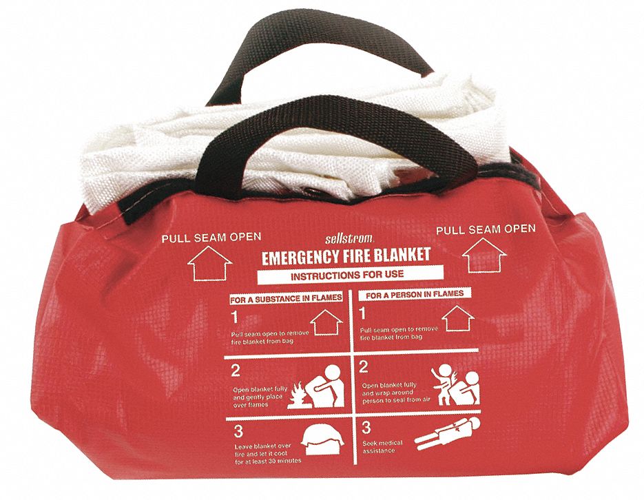 SELLSTROM Fire Blanket and Duffel Bag 60 in Blanket Wd, 72 in Blanket Lg, Fiberglass 3UZJ5