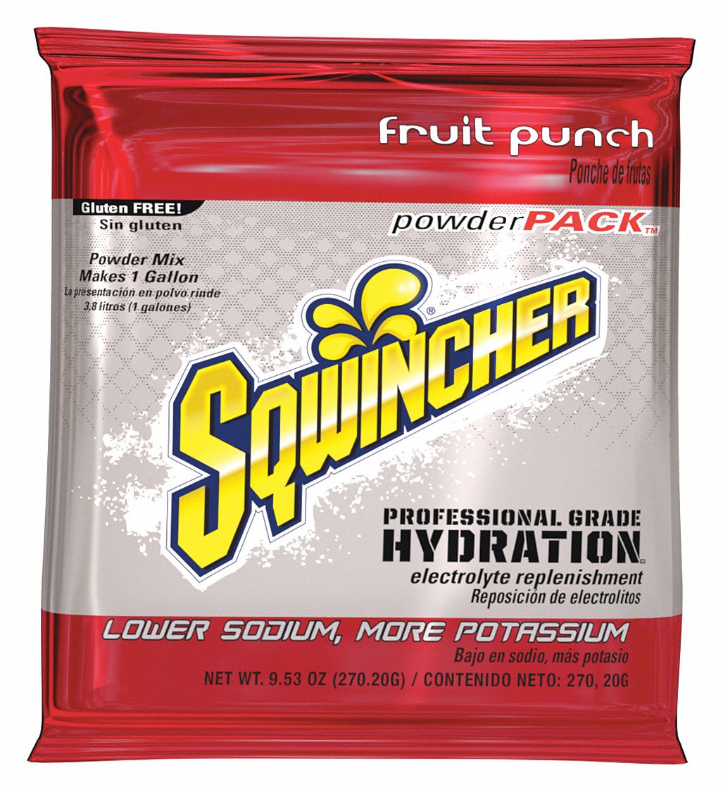 SQWINCHER, Regular, 1 gal Yield per Unit, Sports Drink Mix 3UZK9
