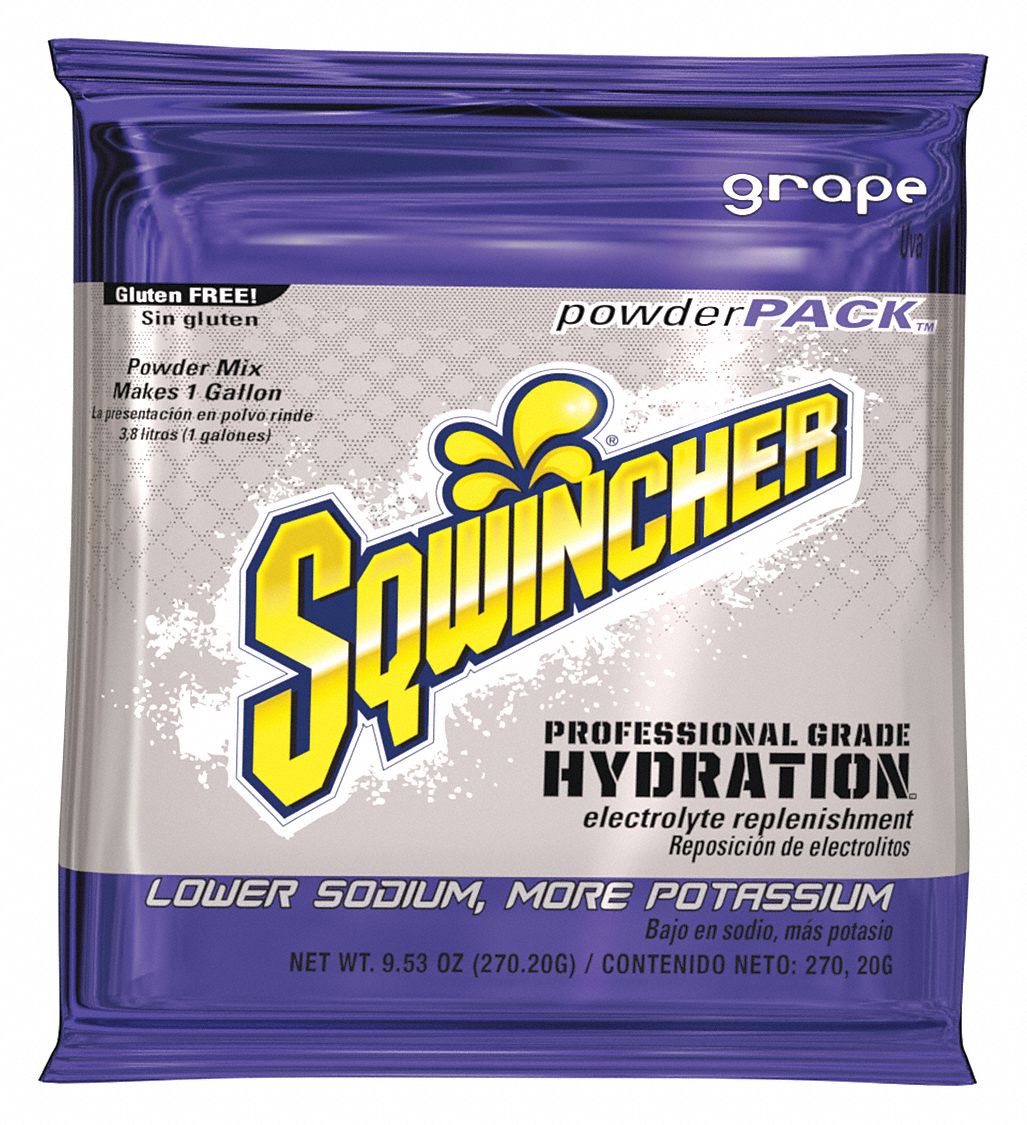 SQWINCHER, Regular, 1 gal Yield per Unit, Sports Drink Mix 3UZL1