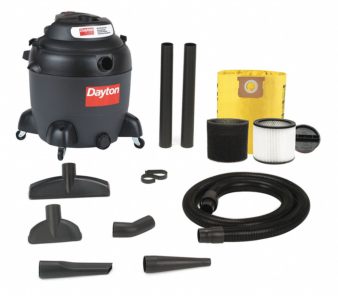 DAYTON Detachable Blower Shop Vacuum, 18 gal Tank Size, 105 cfm, 2 1/2