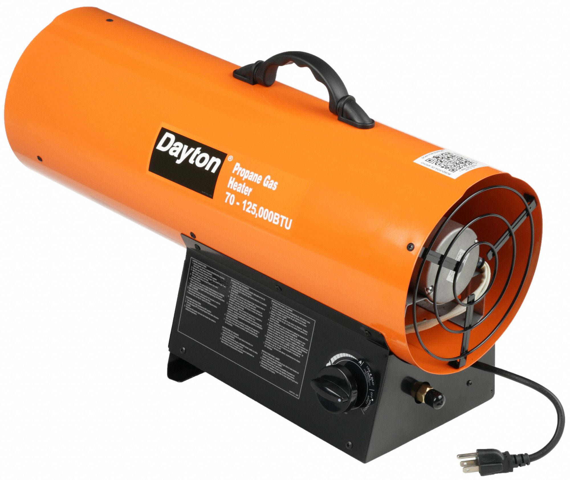 DAYTON Portable Gas Torpedo Heater 125,000 BtuH Heating Capacity Output, 3,100 sq ft Heating