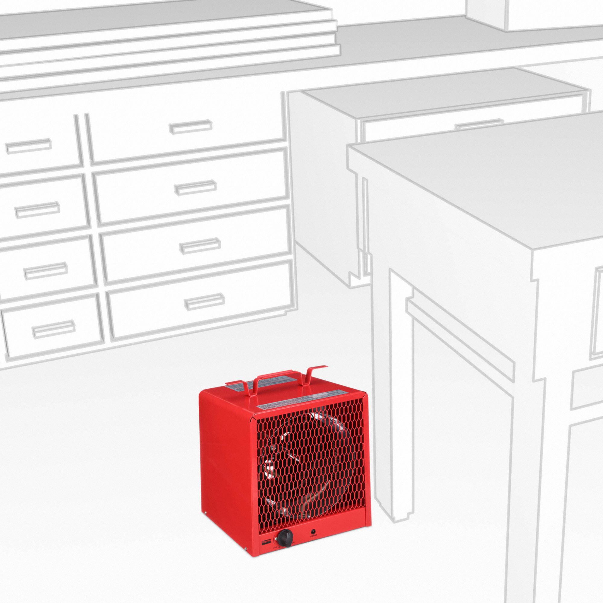 DAYTON Portable Electric Jobsite & Garage Heater 3.6kW/4.8kW Watt