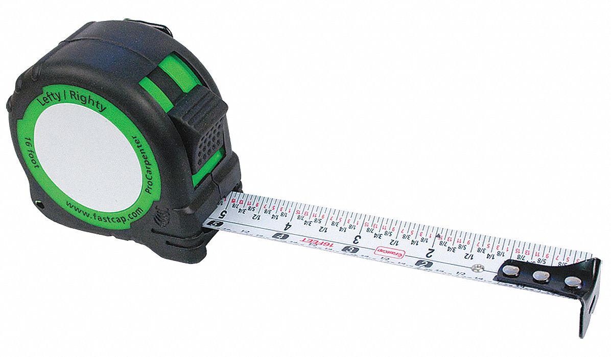 16 ft. Steel SAE Tape Measure, Black/Green Grainger