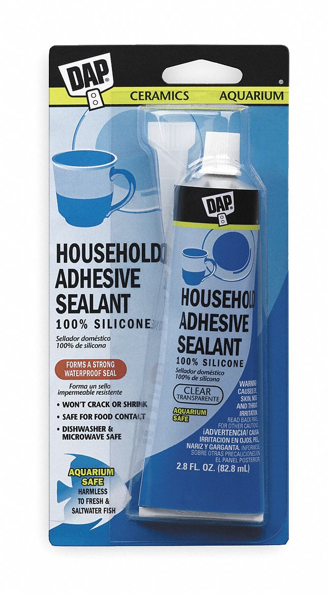 DAP Clear Silicone Sealant, Aquarium, 2.8 oz 3WEY400688 Grainger