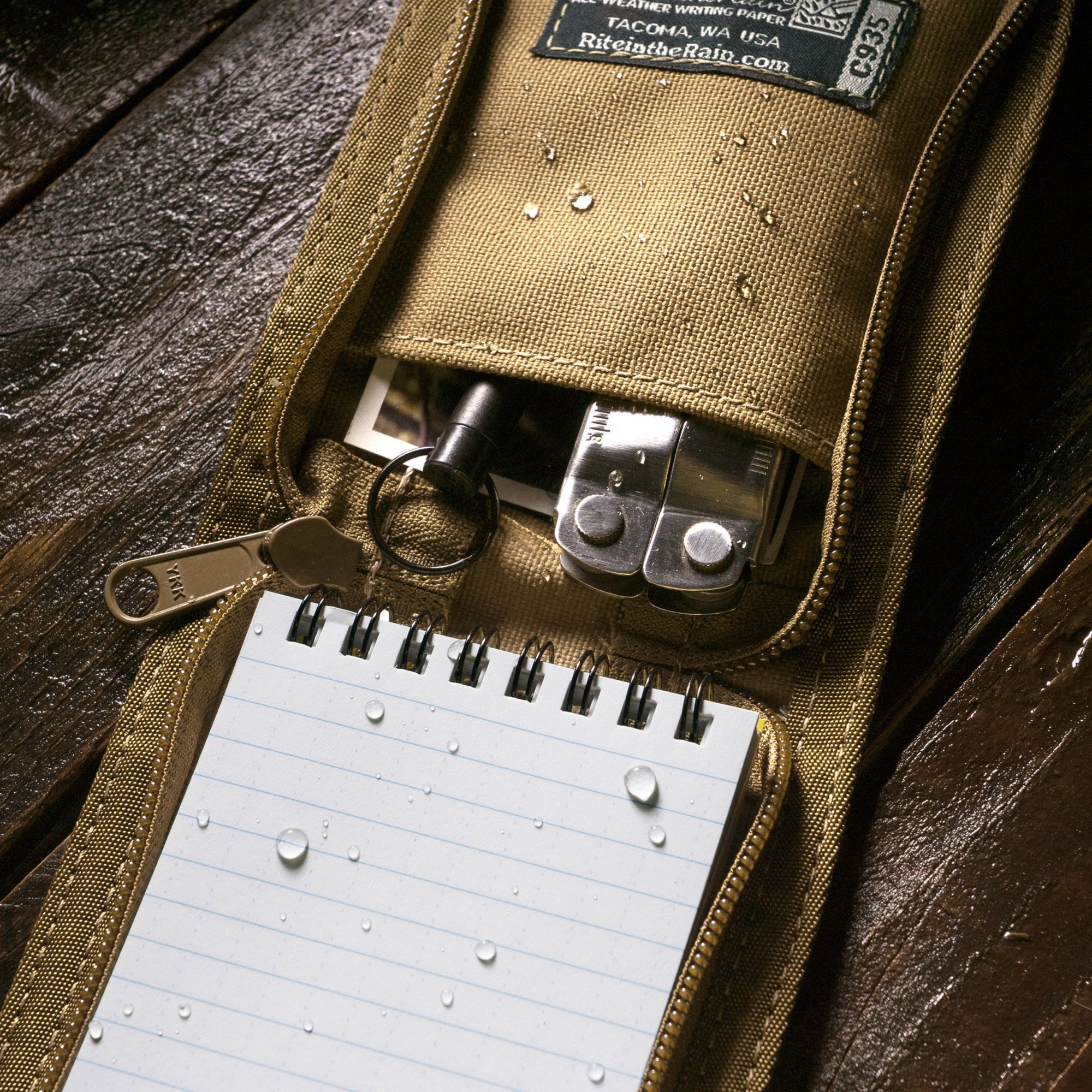 RITE IN THE RAIN Notebook Cover Cordura, Tan, 3 in x 5 in Sheet Size