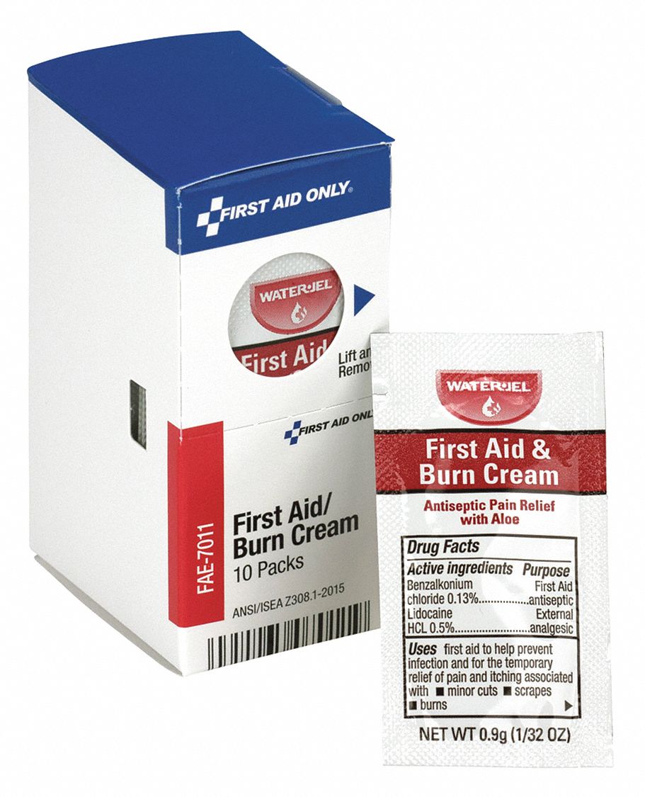 FIRST AID ONLY Burn Cream, Cream, Box, Wrapped Packets, 0.03 oz, 0.9g