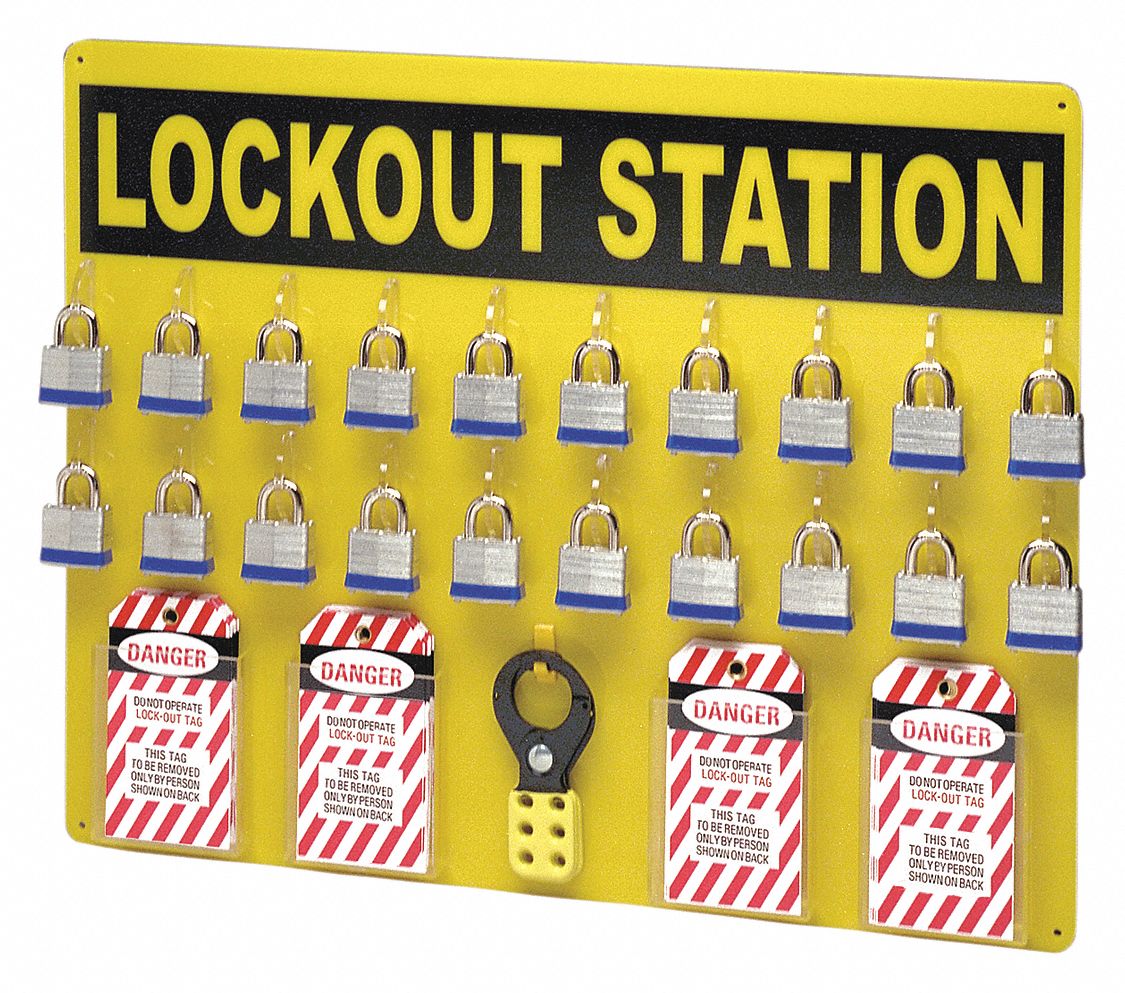 BRADY Lockout Station, Filled, General Lockout/Tagout, 19 in x 24 in
