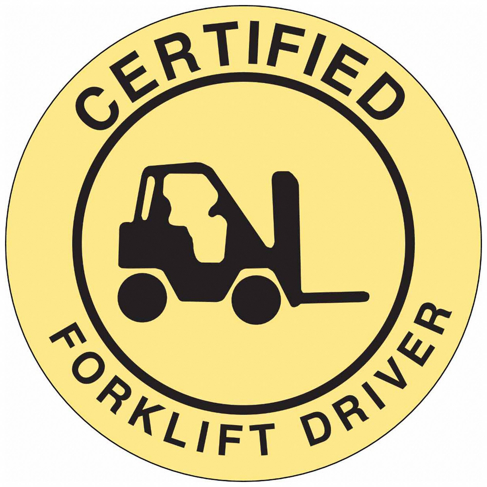 Certified Forklift Driver, 2 in Dia, Hard Hat Label 3WRV342233