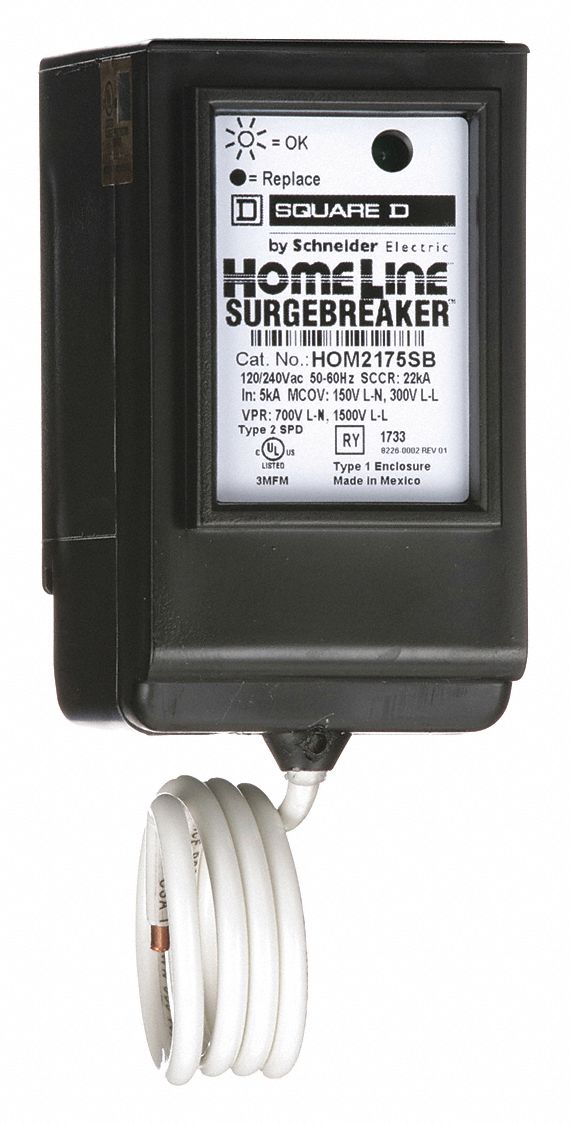 SQUARE D Surge Protection Device, Phase 1, Voltage 120/240V AC, Max