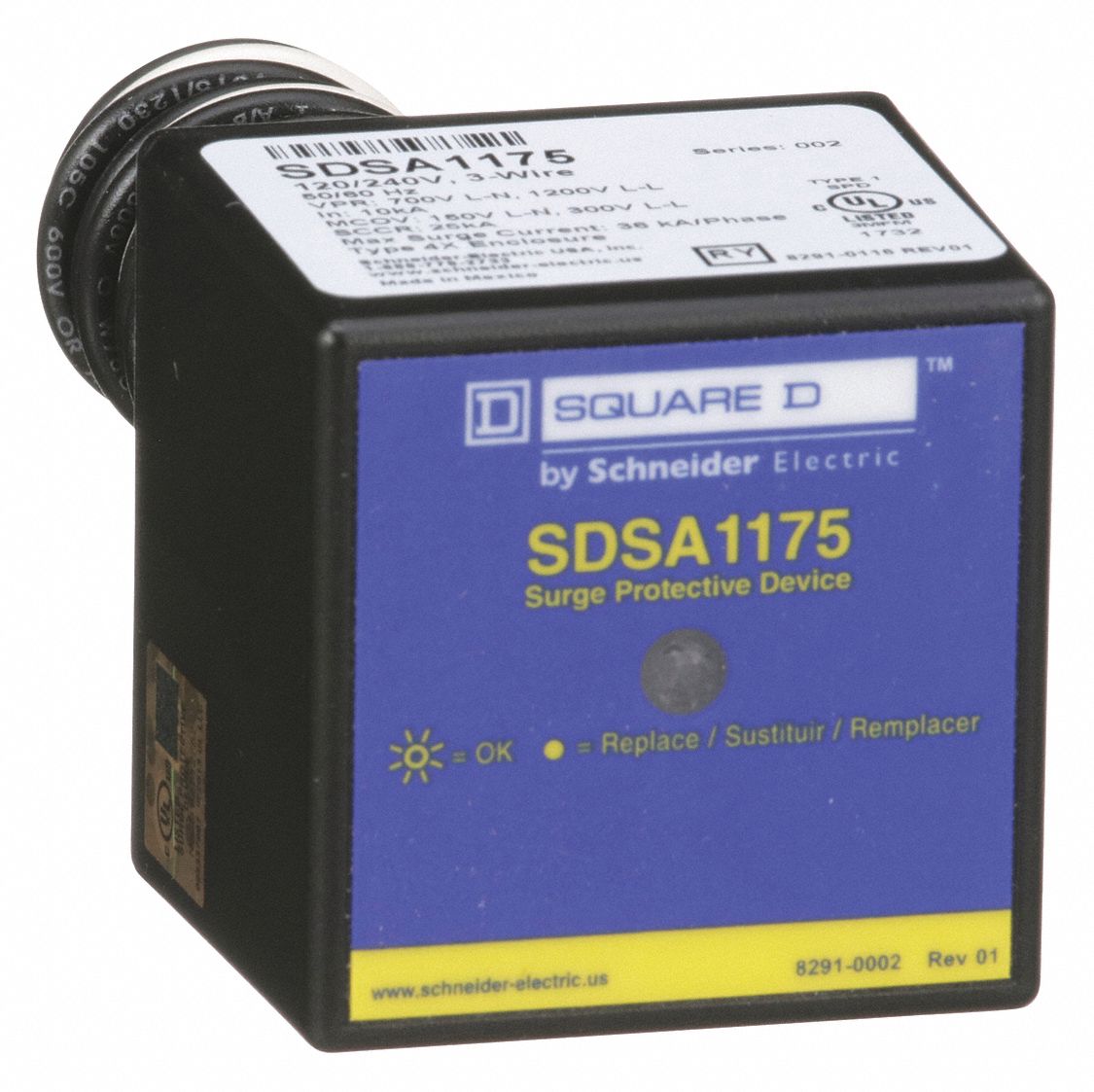 SQUARE D Surge Protection Device, Phase Single, Voltage 120/240V AC