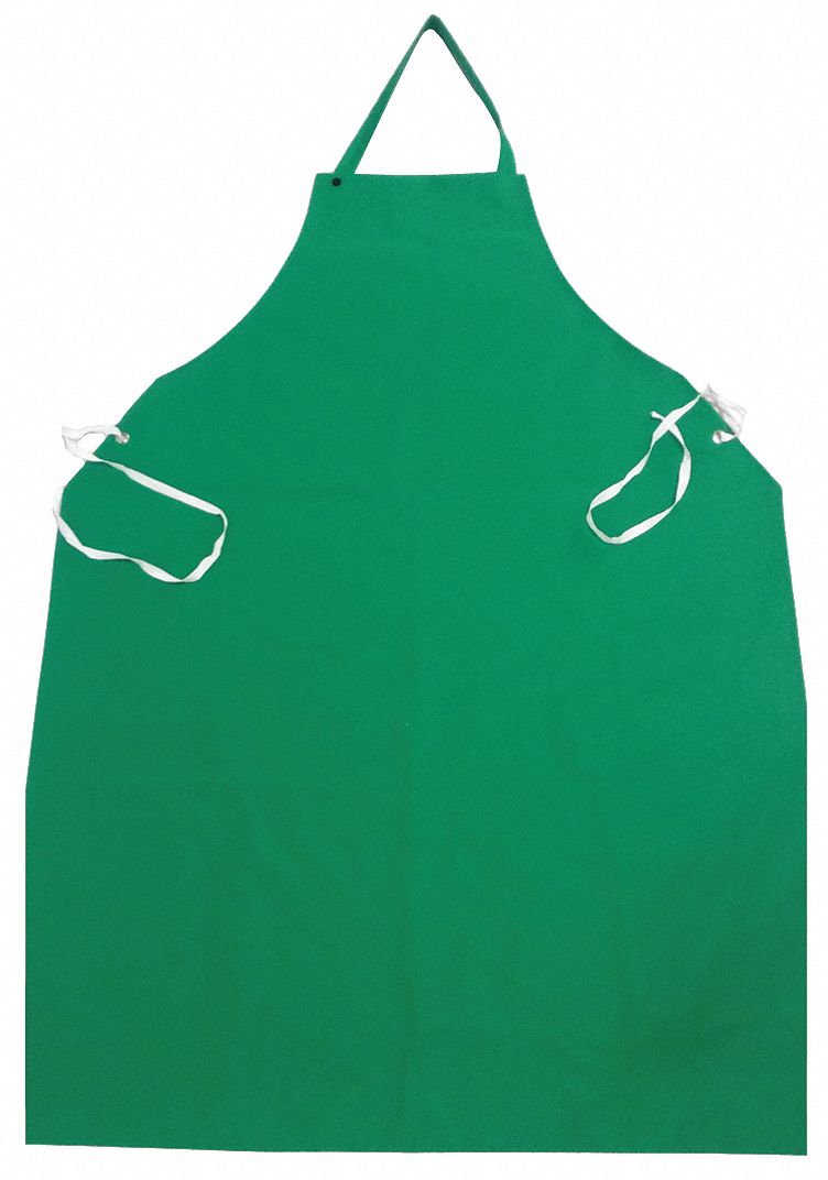 CONDOR Chemical Resistant Bib Apron, Universal, Green, PVC/Polyester 3XE793XE79 Grainger