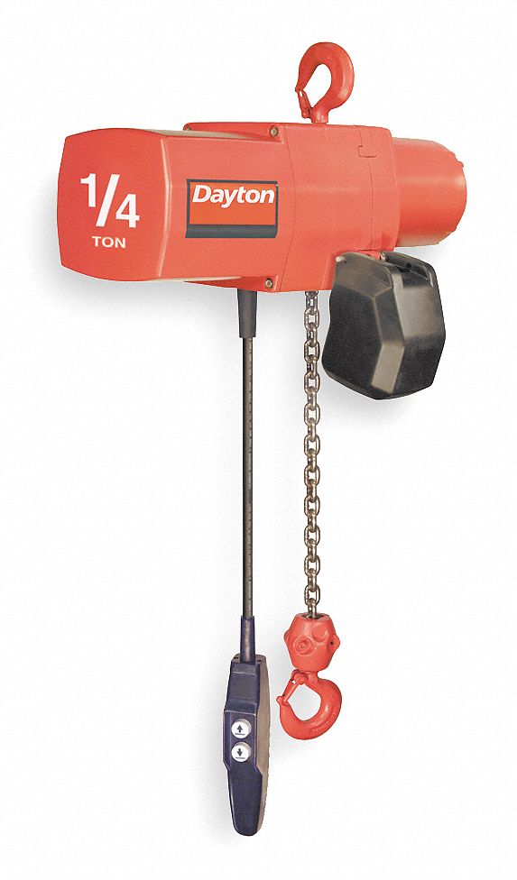 DAYTON H4 Electric Chain Hoist, 500 lb Load Capacity, 115/230V, 15 ft