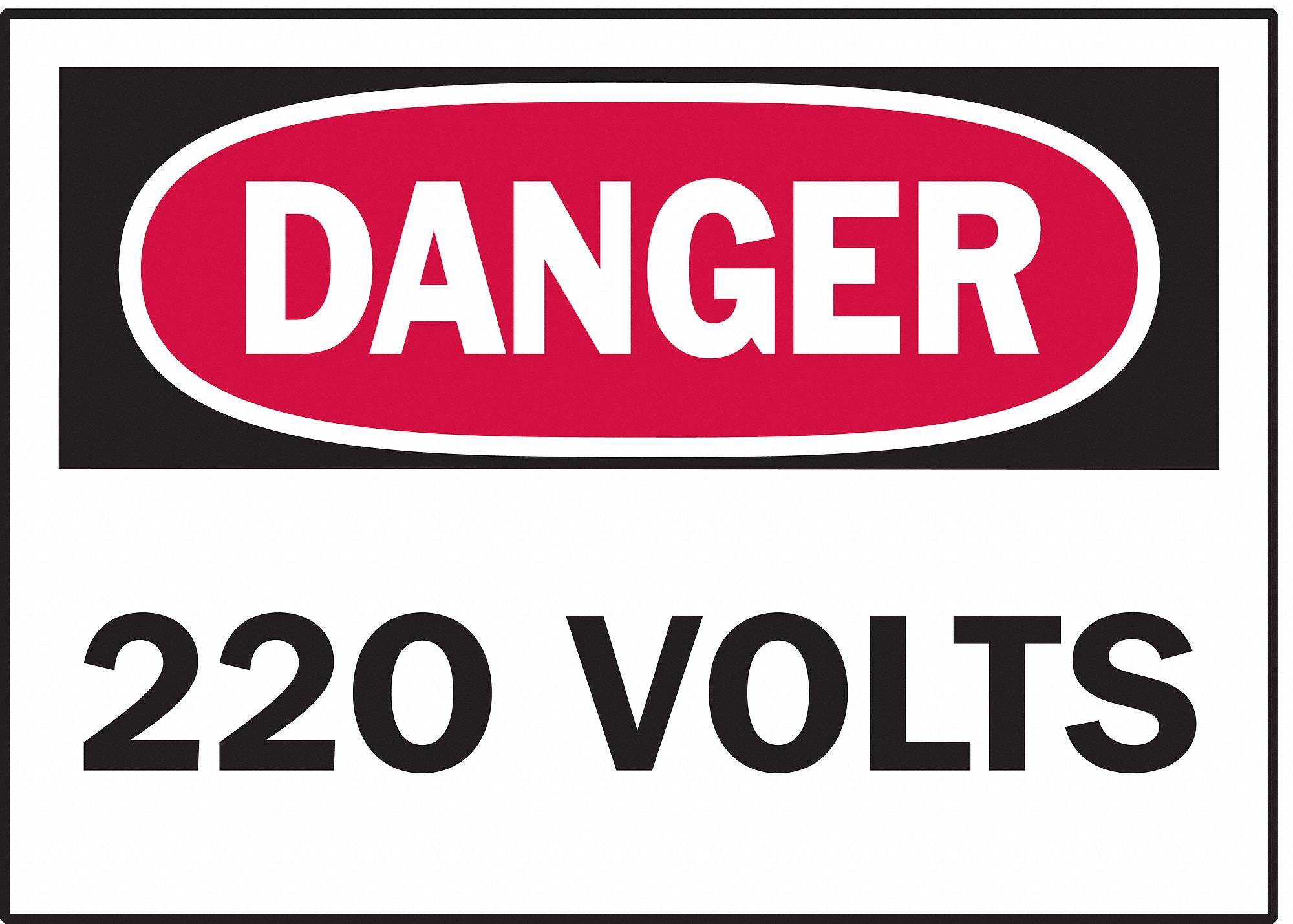 BRADY Equipment Label, 220 Volts, Sign Header Danger, Polyester, 3 1/2