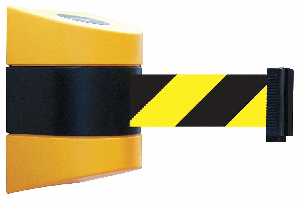 TENSABARRIER, Yellow/Black Chevron, Yellow, Retractable Belt Barrier